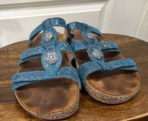 Josef Seibel Tonga 04 Size 40 Blue Floral Sandals B1